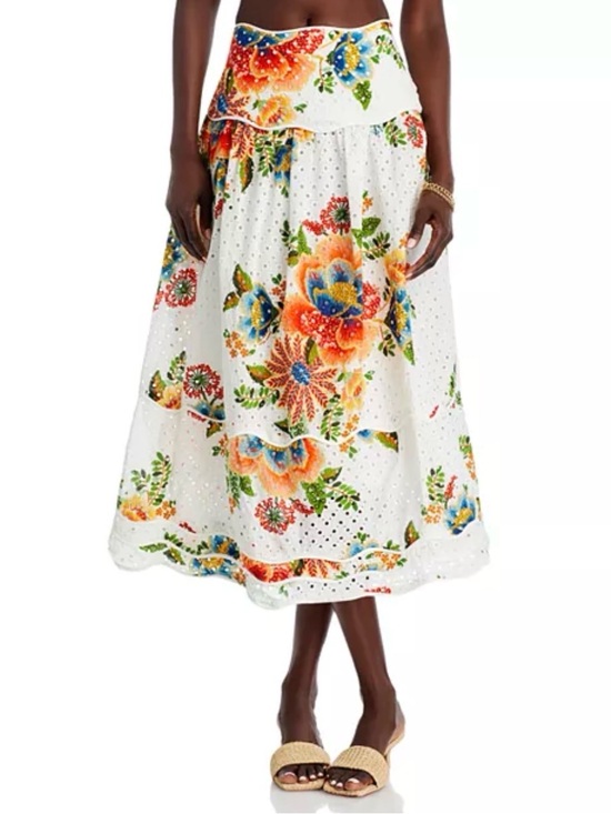 FARM Rio Dresses & Skirts - FARM Rio Delicate Garden Eyelet Midi Skirt Size Medium NWT $265